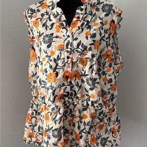 Lane Bryant Floral Sleeveless Blouse - Orange and Black
